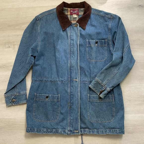 Denim and Co Jeans Wear Denim Blanket Lined Chore Coat Corduroy collar Mens L - Picture 1 of 12